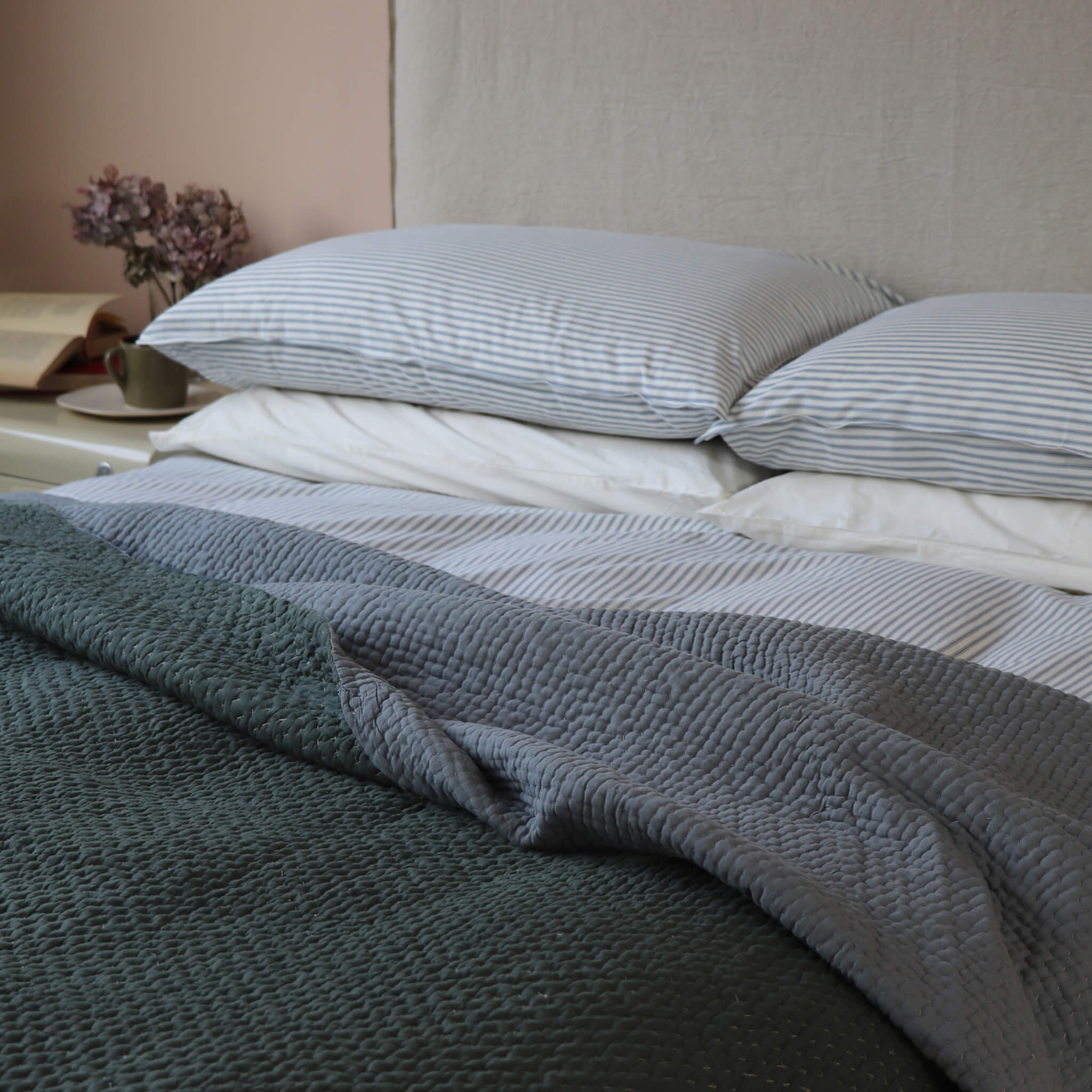 Blue Ticking Stripe Duvet Cover