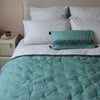 Teal Paisley Embroidered Bolster Cushion Cover