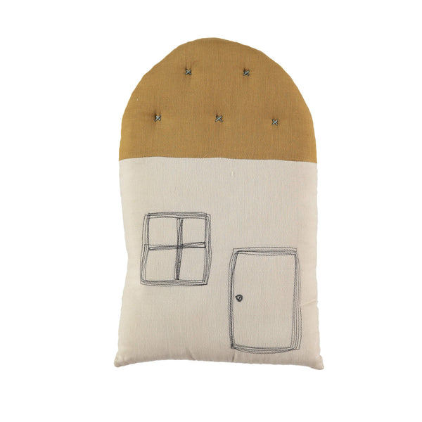 Small House cushion - Stone/ Ochre