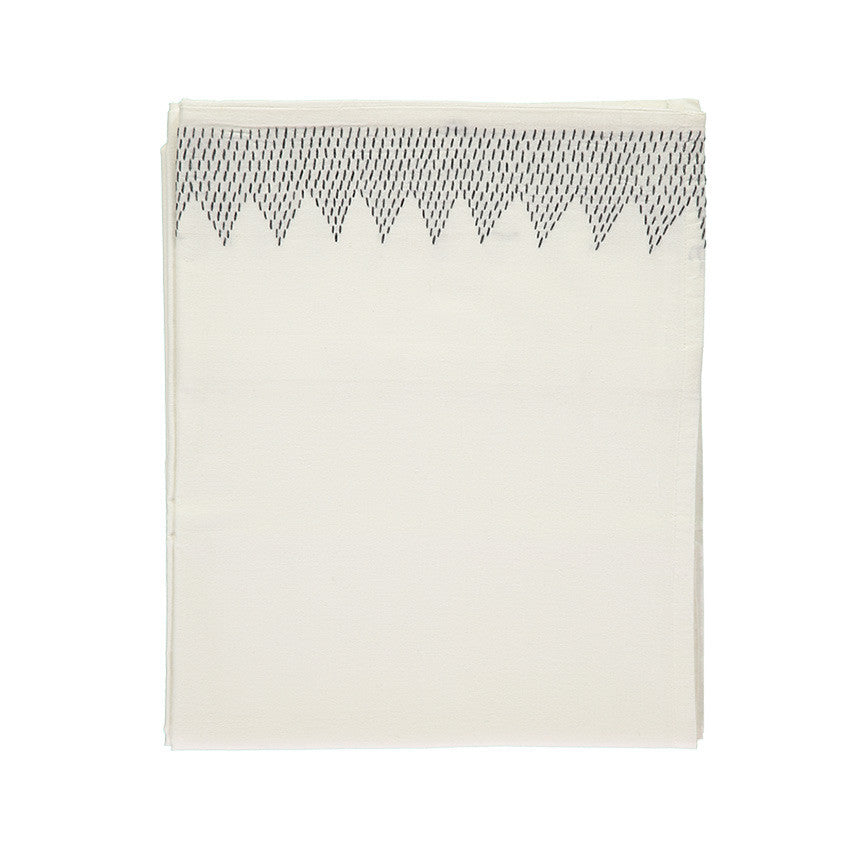 Zig Zag Hand Embroidered Top Flat Summer sheet - Ivory/Dark Grey