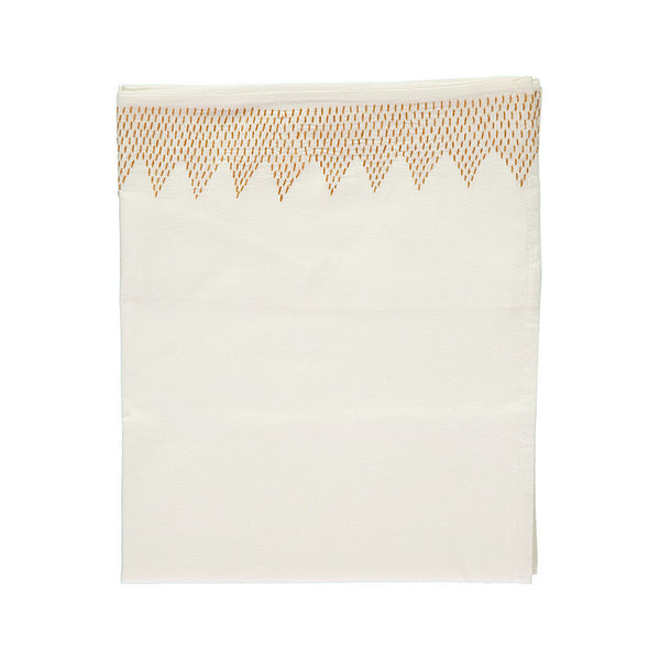 Zig Zag Hand Embroidered Top Flat Summer sheet - Ivory/Golden