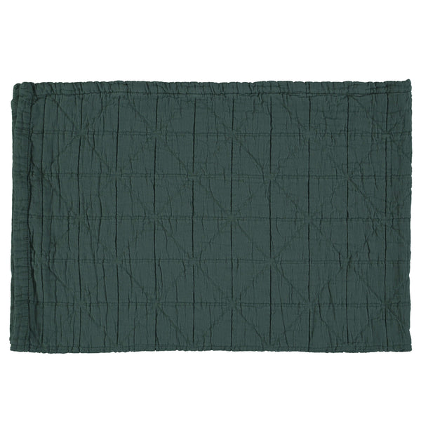 100% organic cotton blanket in dark green, made in Portugal bedding by camomile london