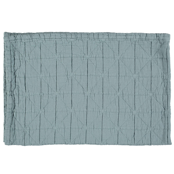 100% organic cotton blanket in sky blue, made in Portugal bedding by camomile london