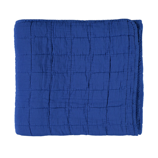 Square Quilted Gauze Blanket - Cobalt Blue