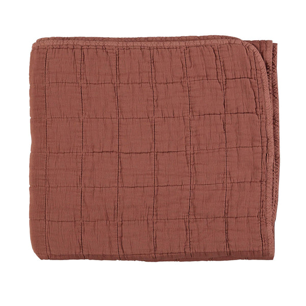 Square Quilted Gauze Blanket - Deep Clay