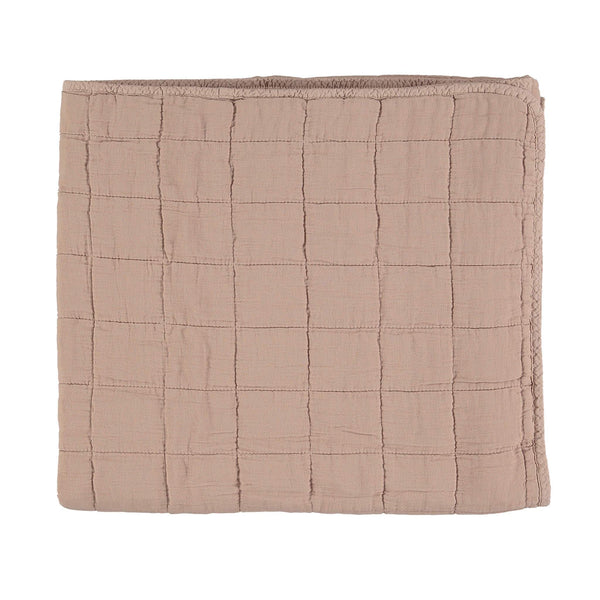 Square Quilted Gauze Blanket - Mink