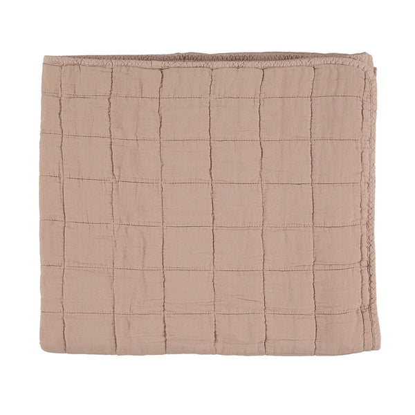 Square Quilted Gauze Blanket - Mink
