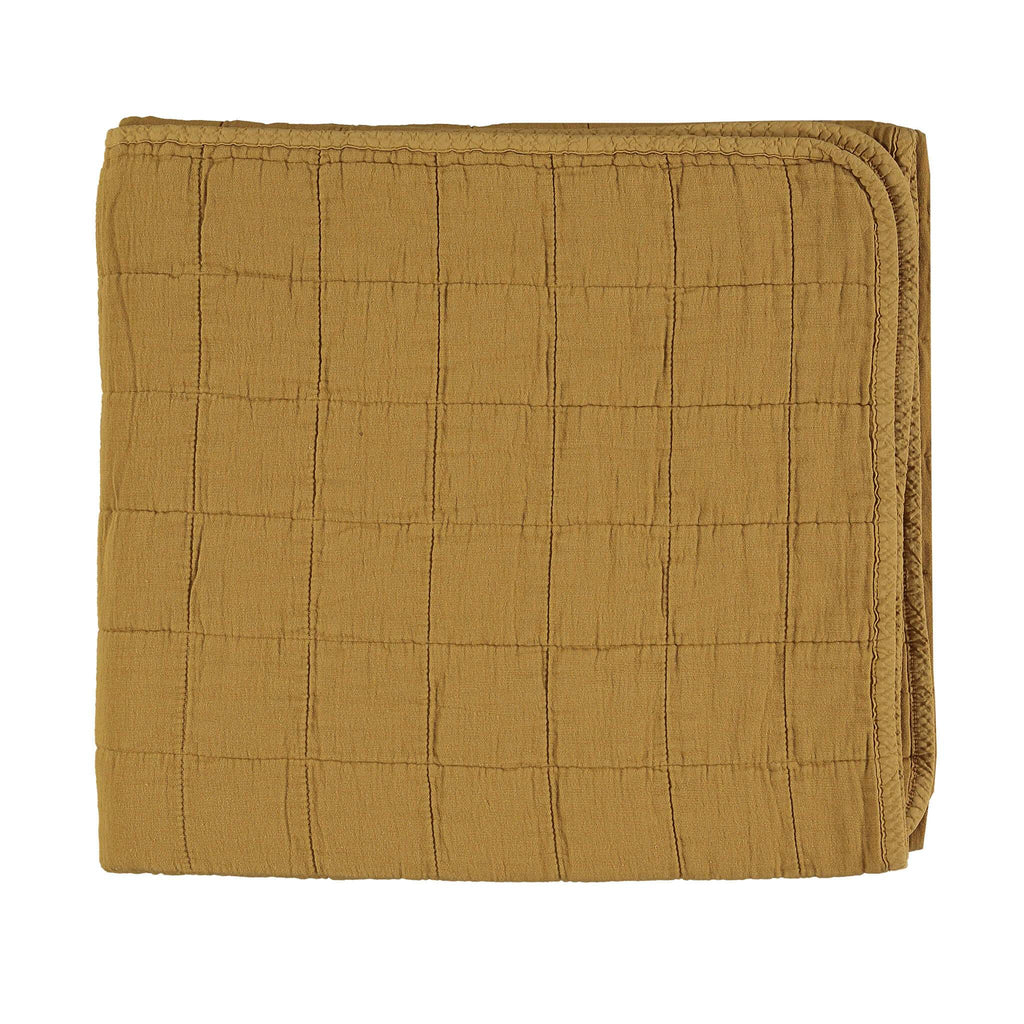 Square Quilted Gauze Blanket - Ochre