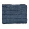 Square quilted blanket in royal navy 100% soft cotton gauze and lightly wadded comes in 4 different sizes bedding by camomile london