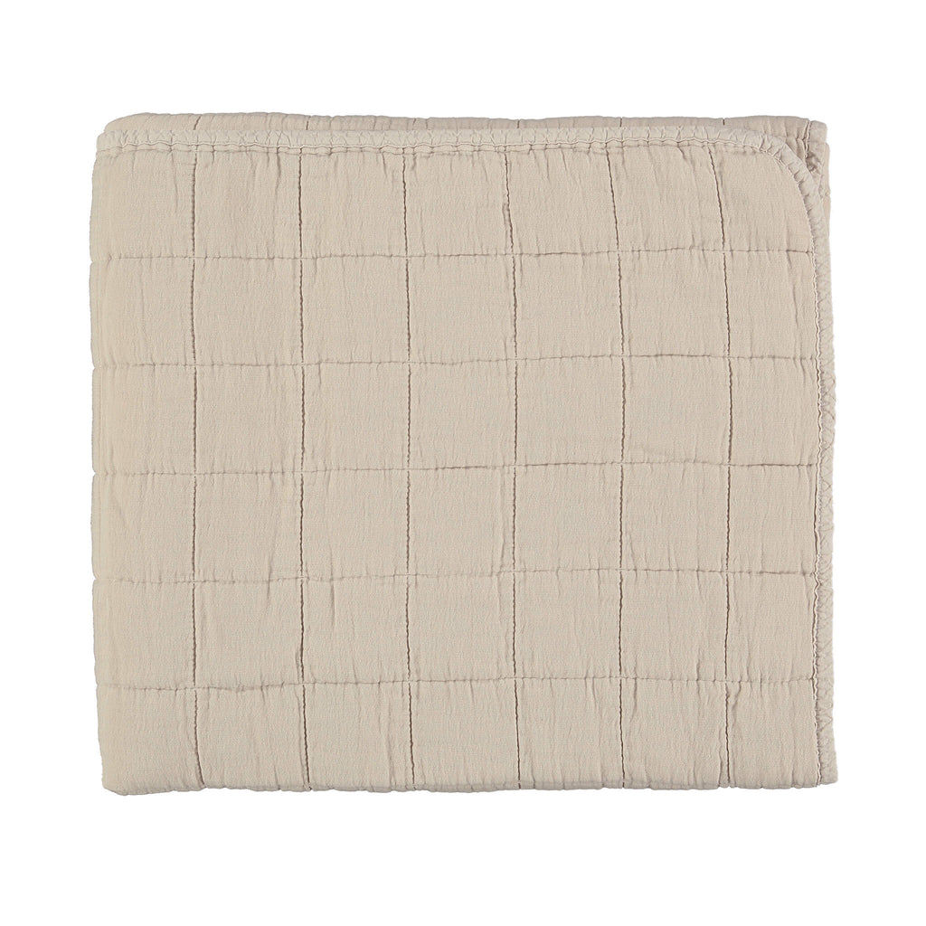 Square Quilted Gauze Blanket - Stone