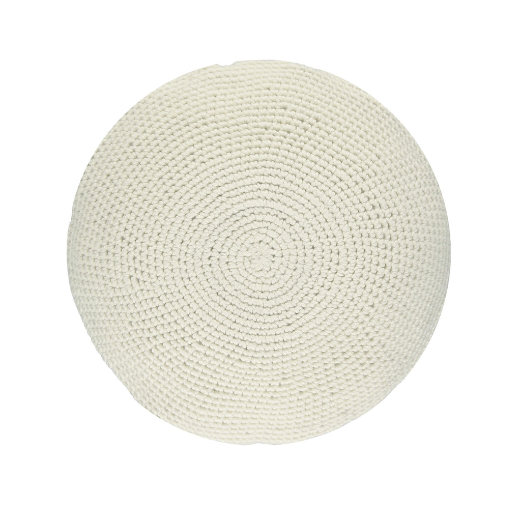 Crochet Circular  Wool Cushion -Chalk