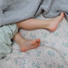 Minako cornflower warm stone duvet cover with mint and blue floral print for both adult and children's bedrooms 100% soft cotton bedding by camomile london