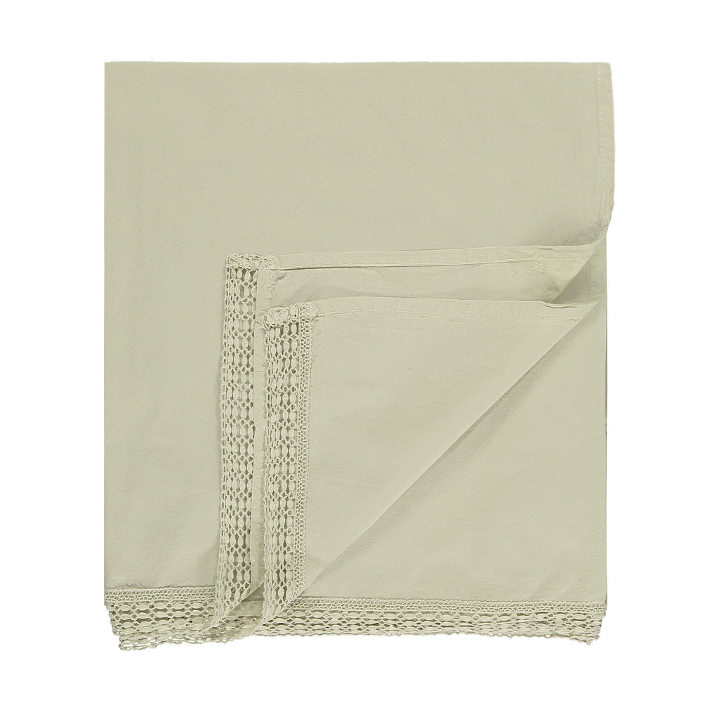 Organic Cotton Percale Lace Celery Top Flat Sheet