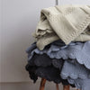 Merino Wool Knitted Small Throw - Smokey Blue