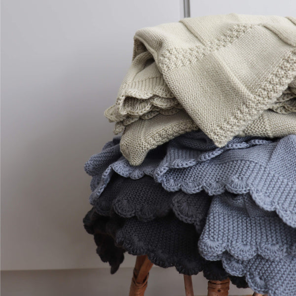 Merino Wool Knitted Baby Blanket - Dark Graphite