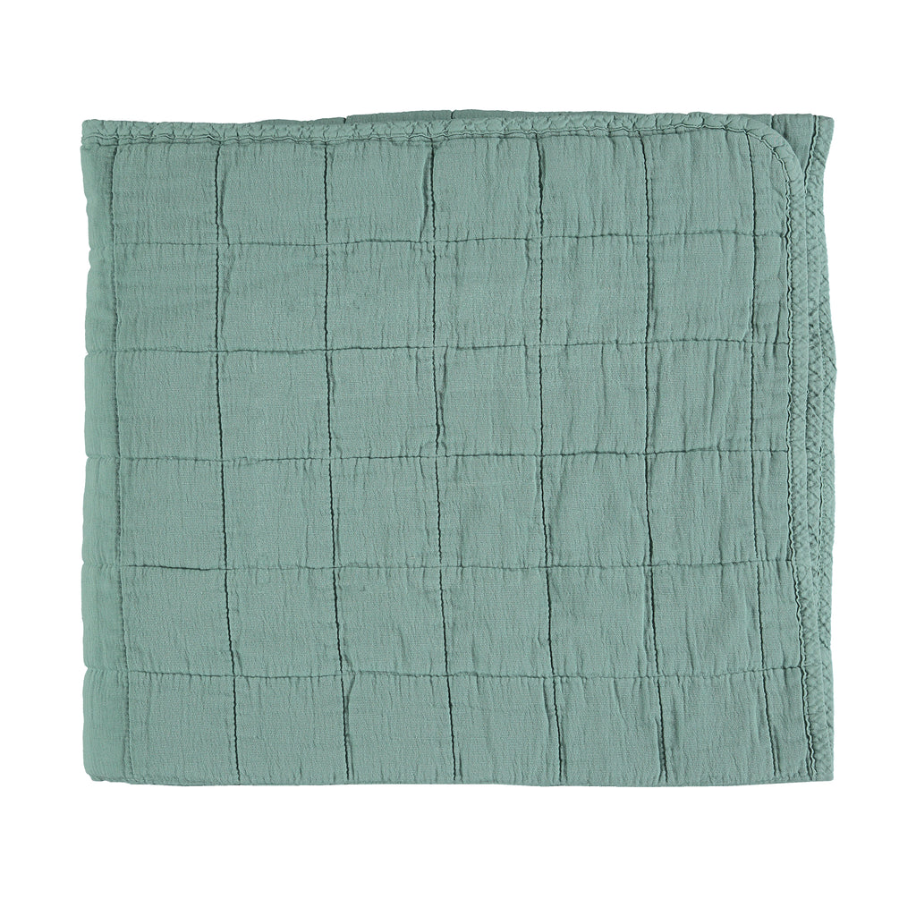 Square Quilted Gauze Blanket - Light Teal