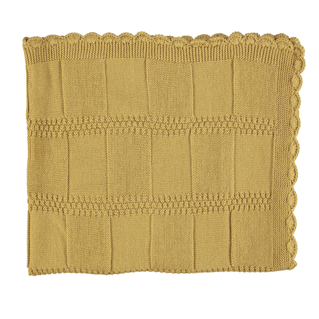 Merino Wool Knitted Baby Blanket - Camomile