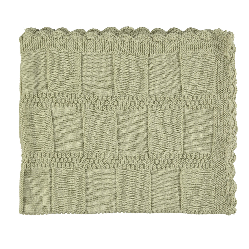 Merino Wool Knitted Small Throw - Celery