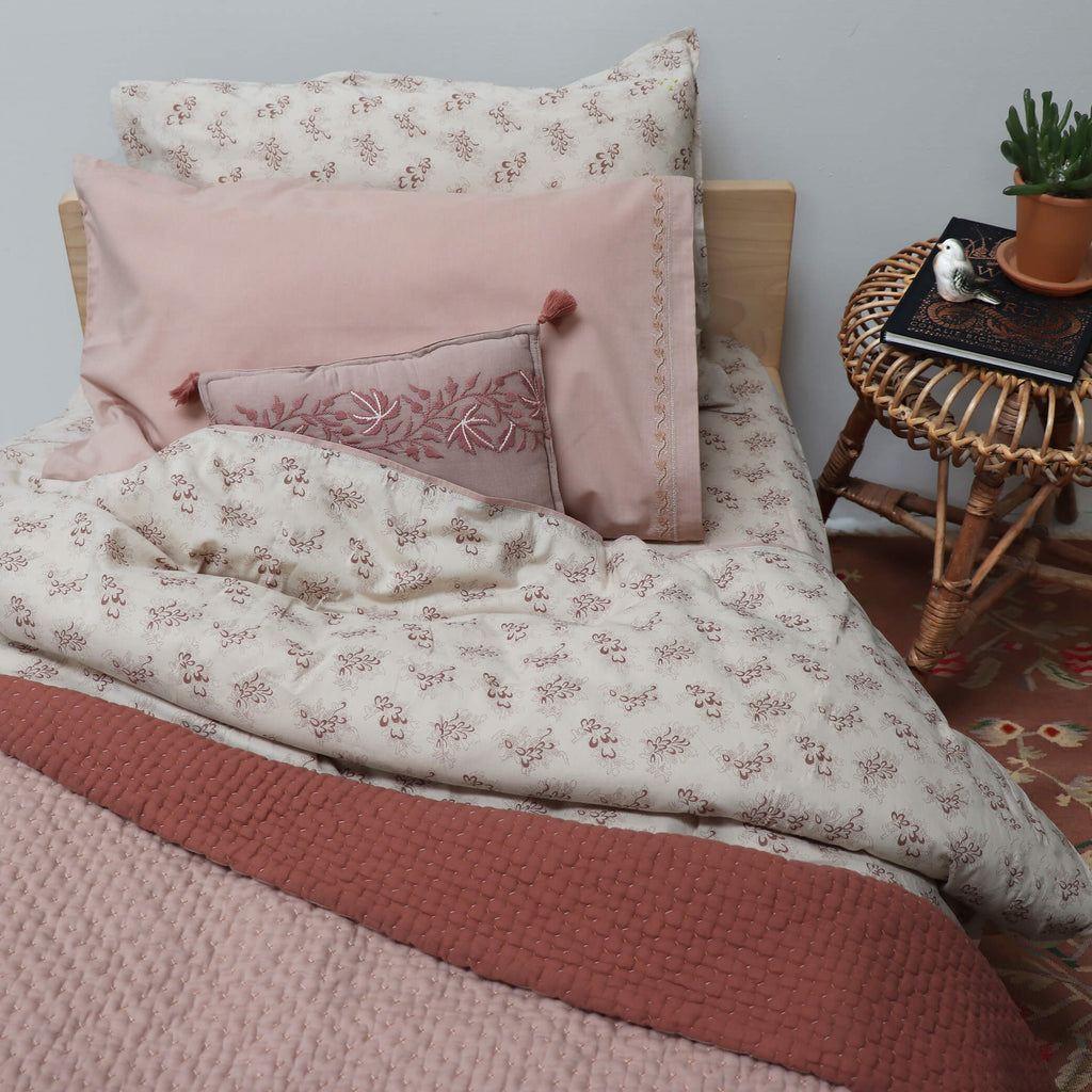 Celia Floral Mink & Stone Duvet Cover Camomile London