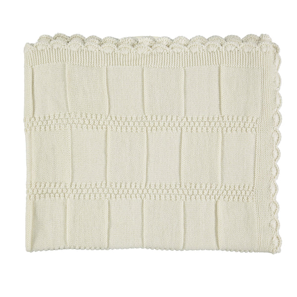 Merino Wool Knitted Baby Blanket - Chalk