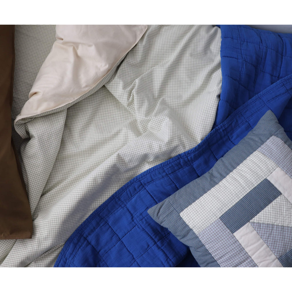 Square Quilted Gauze Blanket - Cobalt Blue