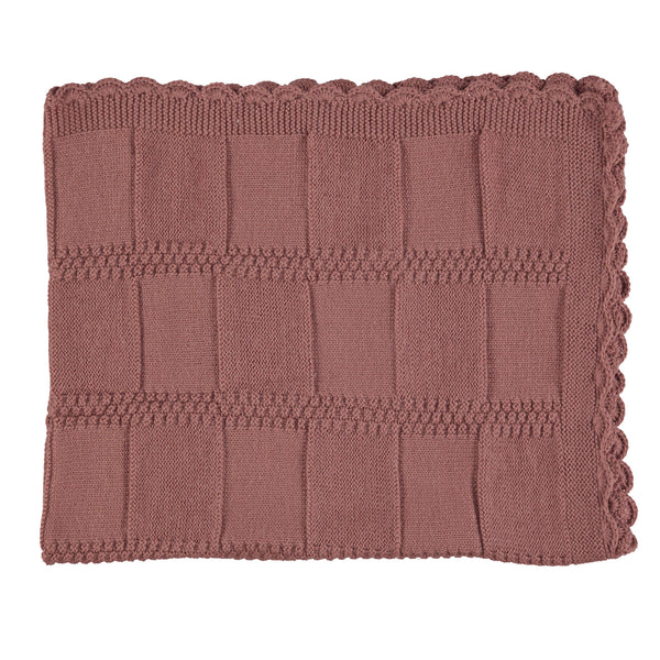 Merino Wool Knitted Baby Blanket - Deep Clay