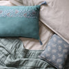 Ivy Teal Embroidered Padded Cushion