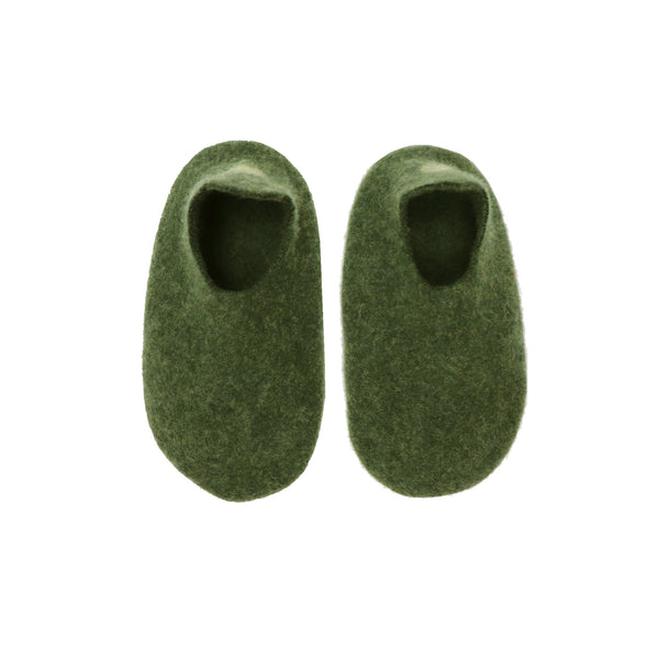 Hand made Boiled Merino Wool Slippers - Forest Green