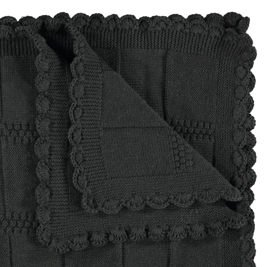 Merino Wool Knitted Baby Blanket - Dark Graphite