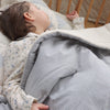 Reversible Cot Blanket - Light Blue + Coco Check with Reverse in Stone