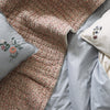 Embroidered Poppy Flower Pillowcase - Stone