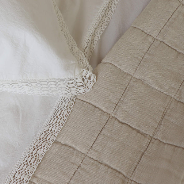 Square Quilted Gauze Blanket - Stone
