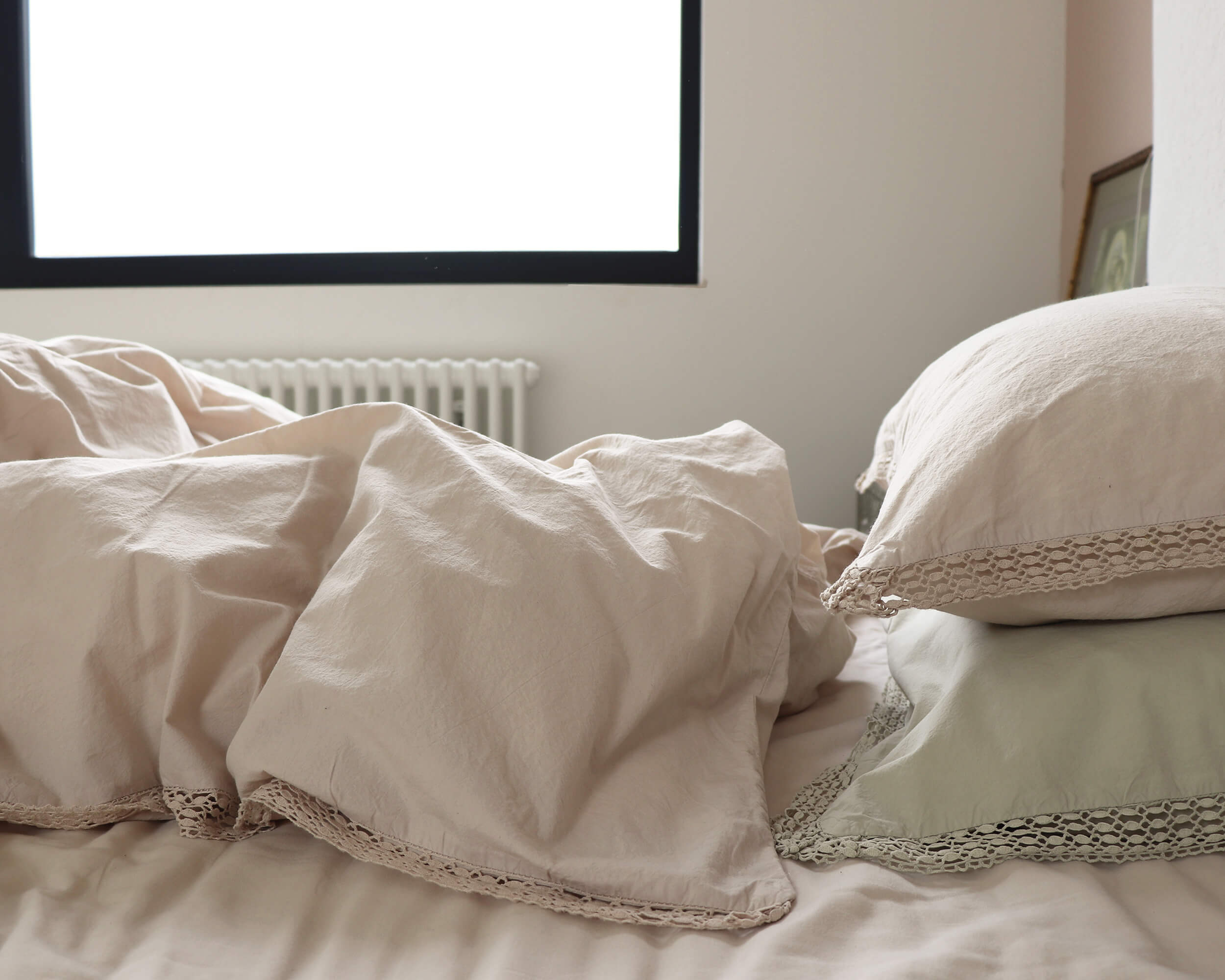 Organic Percale Cotton Fitted Sheet - Stone