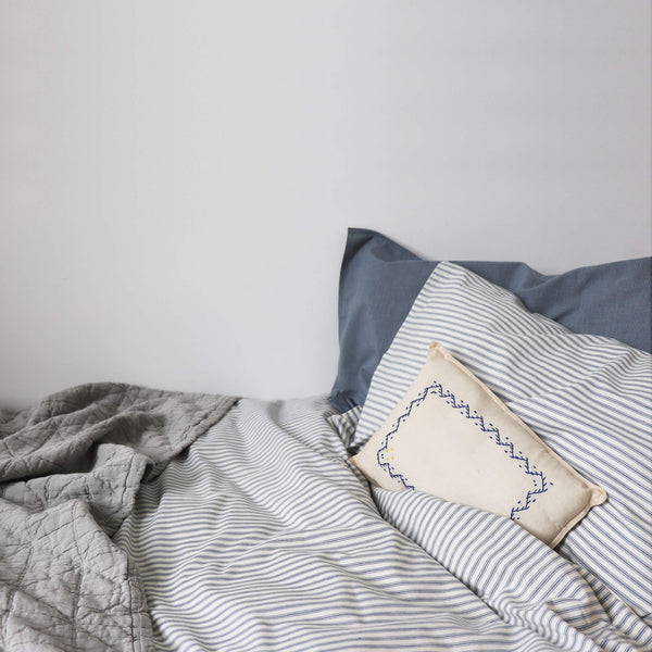 Blue Ticking Stripe Pillowcase